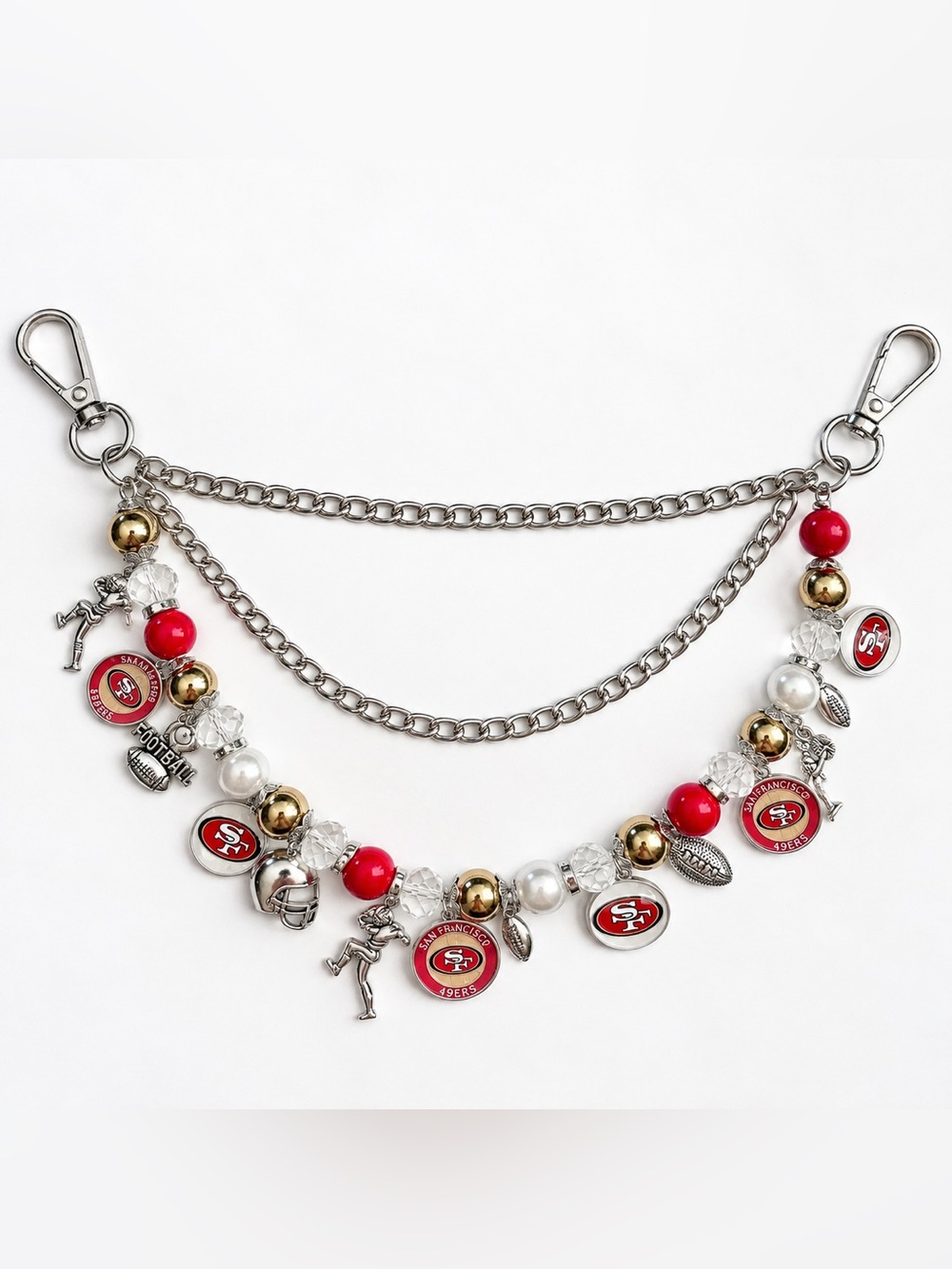 San Francisco 49ers Theme Red and Gold Bag Chain Bag Charm
